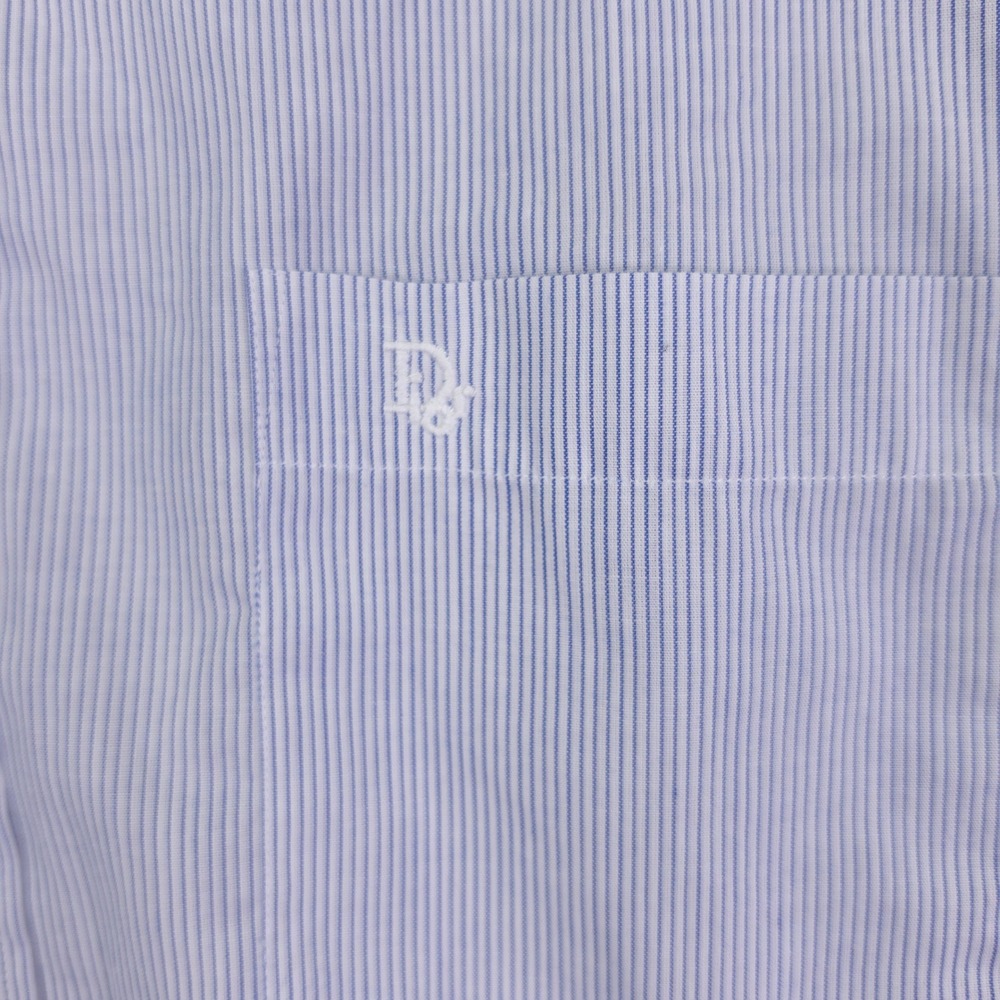 Vintage Christian Dior Monsieur Button Down Shirt Striped Blue 16.5 Cotton - Picture 5 of 9